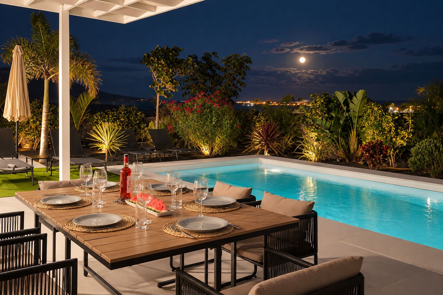 Night-time dinner by the pool, Dining Door